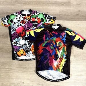 Lot 2 - Weimostar‎ Graffiti Wolf Short Sleeve Full Zip 3 Pocket Size XL